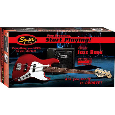 Fender Squier AFFINITY JAZZ BASS&RUMBLE 15 AMP - METALLIC RED Бас-гитары