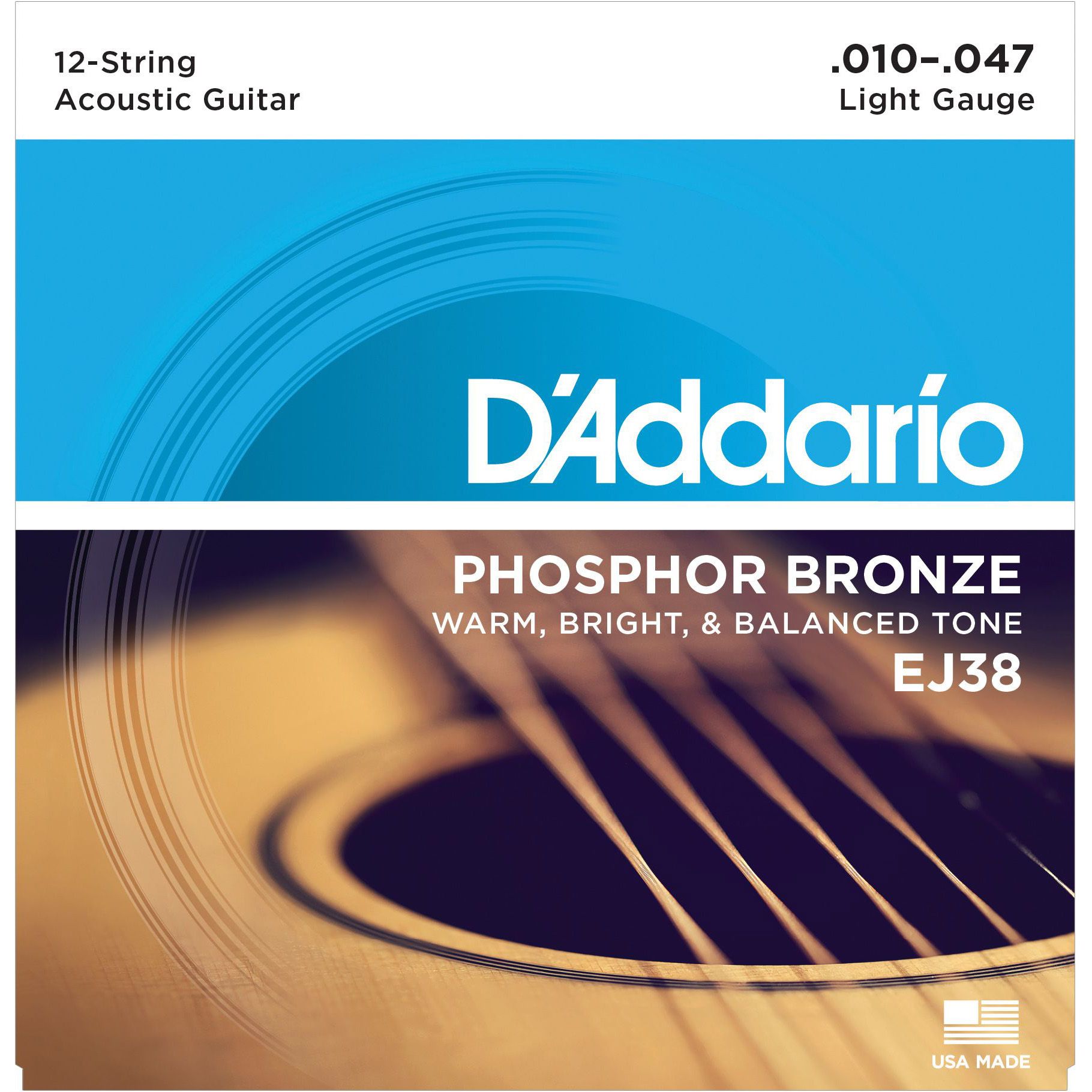 DAddario EJ38 12-STRING PHOSPHOR BRONZE LIGHT 10-47 Струны для акустических гитар