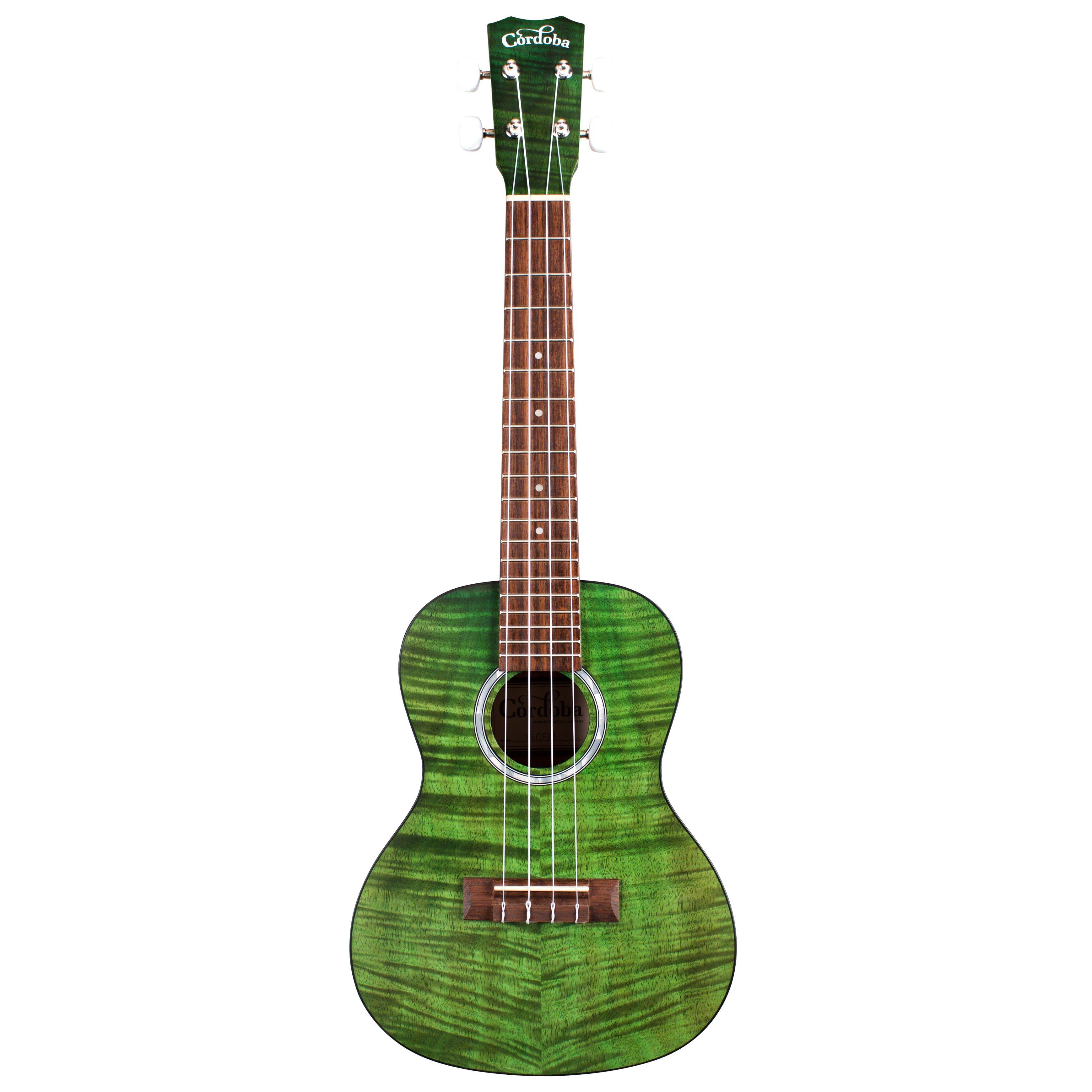 Cordoba 15CFM Jade Green укулеле концертная, корпус - огненный клён, цвет - насыщенный зелёный Укулеле и гиталеле