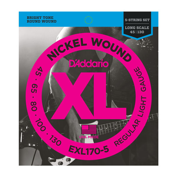 DAddario EXL170-5 Nickel Wound 5-String Bass, Light, 45-130, Long Scale Оборудование гитарное