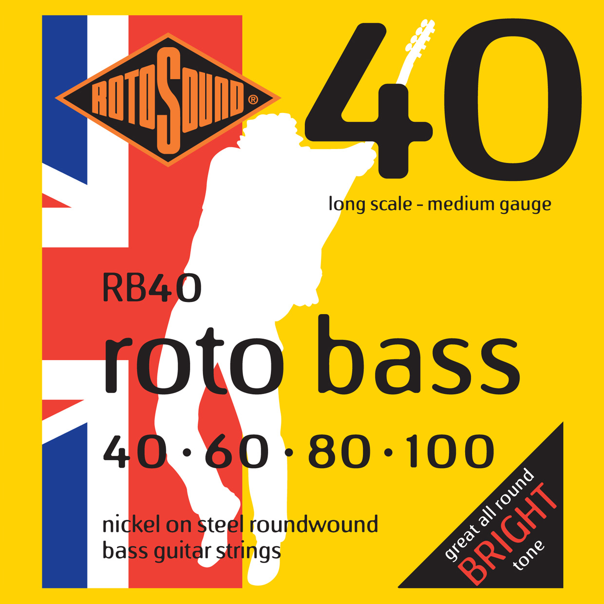Rotosound RB40 NICKEL (UNSILKED) 40 60 80 100 Струны для бас-гитар