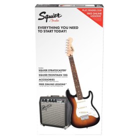 Fender SQUIER Stratocaster Pack Brown Sunburst, Gig Bag, Frontman 10G Электрогитары