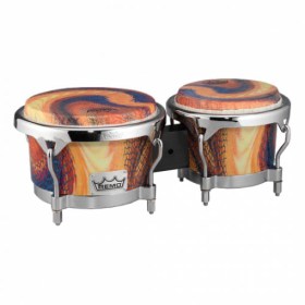Remo BG-7821-SD- Bongo, Drum, Valencia Series, 7/8.5 X 6, SKYNDEEP® Tucked Drumhead, Calfskin Graphic, Serpentine Day Finish, Chrome Curved Hoops Бонги