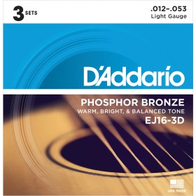 DAddario EJ16-3D 3-PACK PHOSPHOR BRONZE LIGHT Струны для акустических гитар