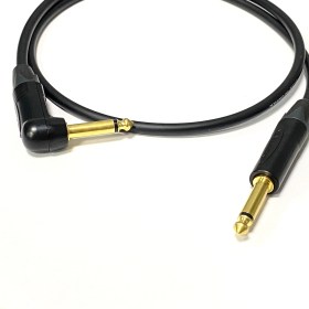 1м профессиональный инструментальный аудио кабель Jack - Jack 6.3 mm mono угловой 1 ст Neutrik GOLD Кабели Jack - Jack 6.3 mm mono угловые 1 ст (ins2)