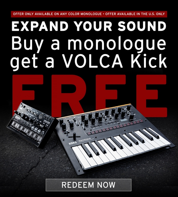 Только в сентябре: бесплатная драм-машина Volca Kick при покупке синтезатора Korg Monologue