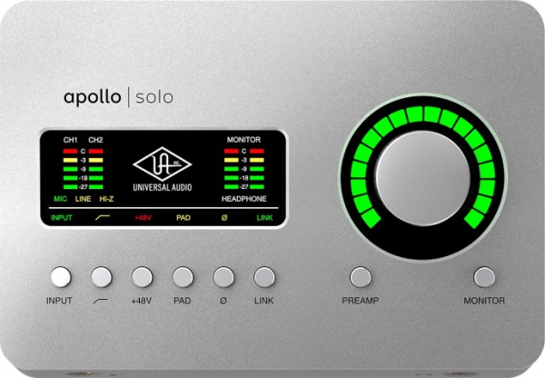 Universal Audio Apollo Solo — 2x4 звуковой интерфейс с питанием от шины Thunderbolt 3